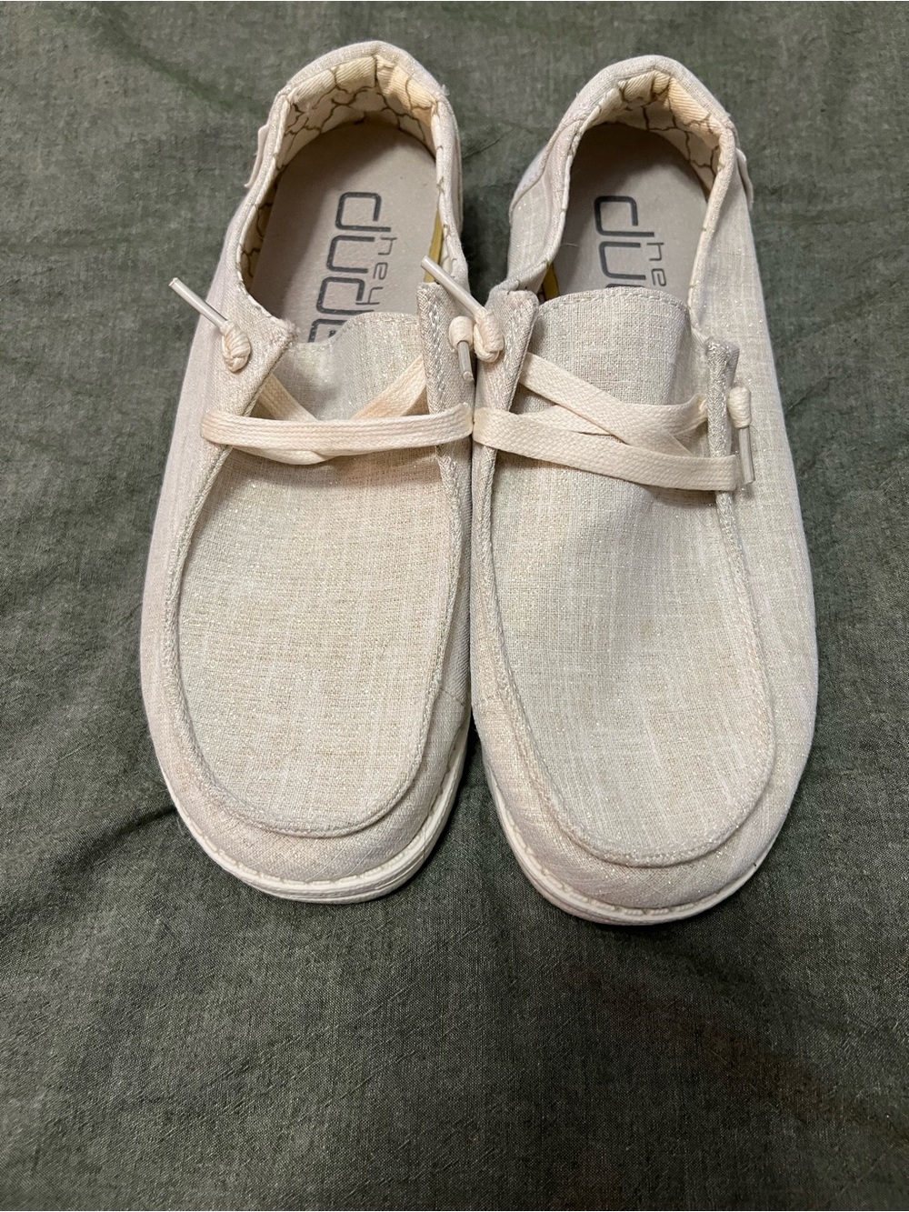 Hey Dude Women's Beige Moccasin-Style Slip-Ons